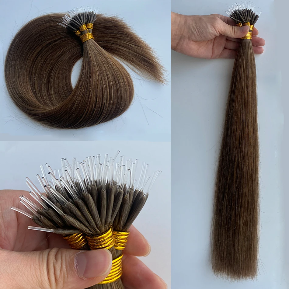 Highlight Blonde Elast Ring Hair Extensions Straight Naturel Real Human Hair Micro Beads Extension 0.8G/1G/Strand 12-26Inch