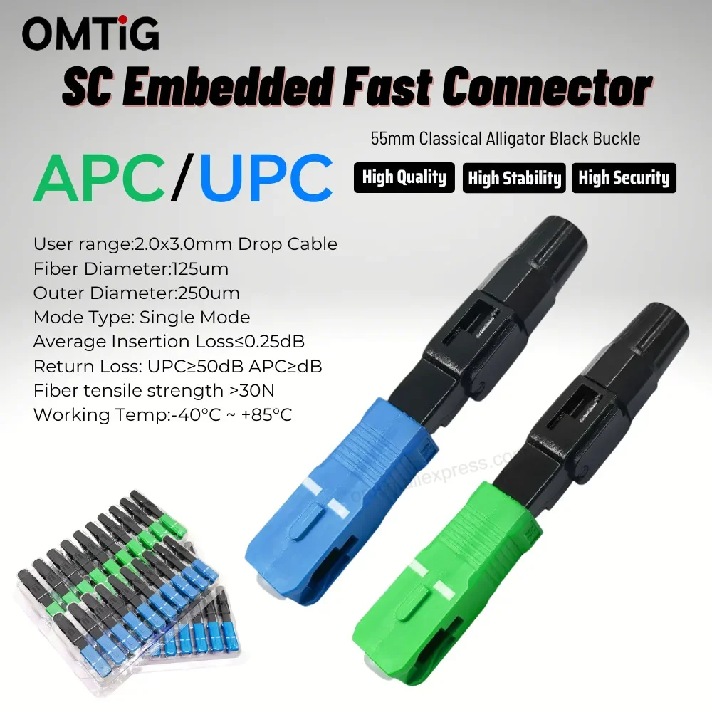 

OMTiG Fiber Optic 150PCS Field Assembly Fast Connector SMFTTH Embedded SC UPC APC Cold Connector Quick Free Shipping