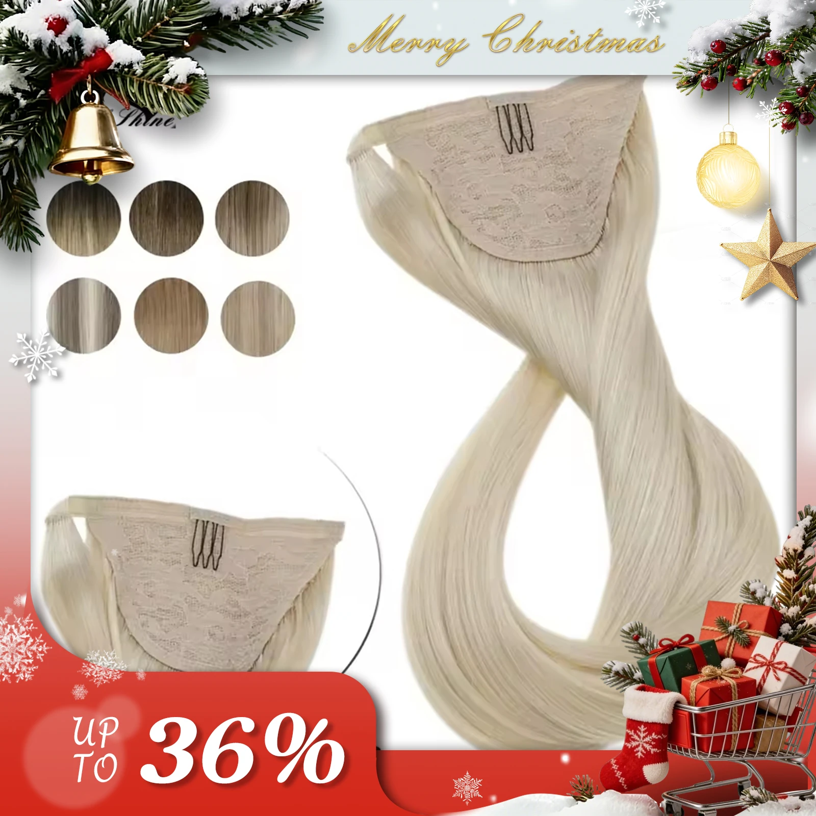Full Shine Ponytail Human Hair 70g/80g Machine Made Remy Ponytails Extensions for White Women Human Hair Ponytail