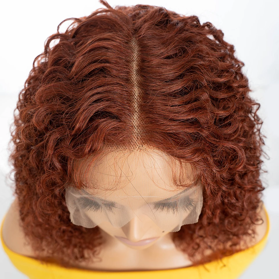 Glueless Wig Human Hair Ready To Wear Deep Wave Bob Human Hair Wig Glueless Pre-Cut 13X6X1 Lace Curly Wigs for Women