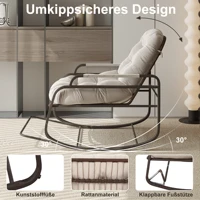 Кресло-качалка Comanlai, кресло-качалка, кресло-качалка для внутреннего и наружного использования, с мягкой подушкой и металлическим каркасом — изображение 6