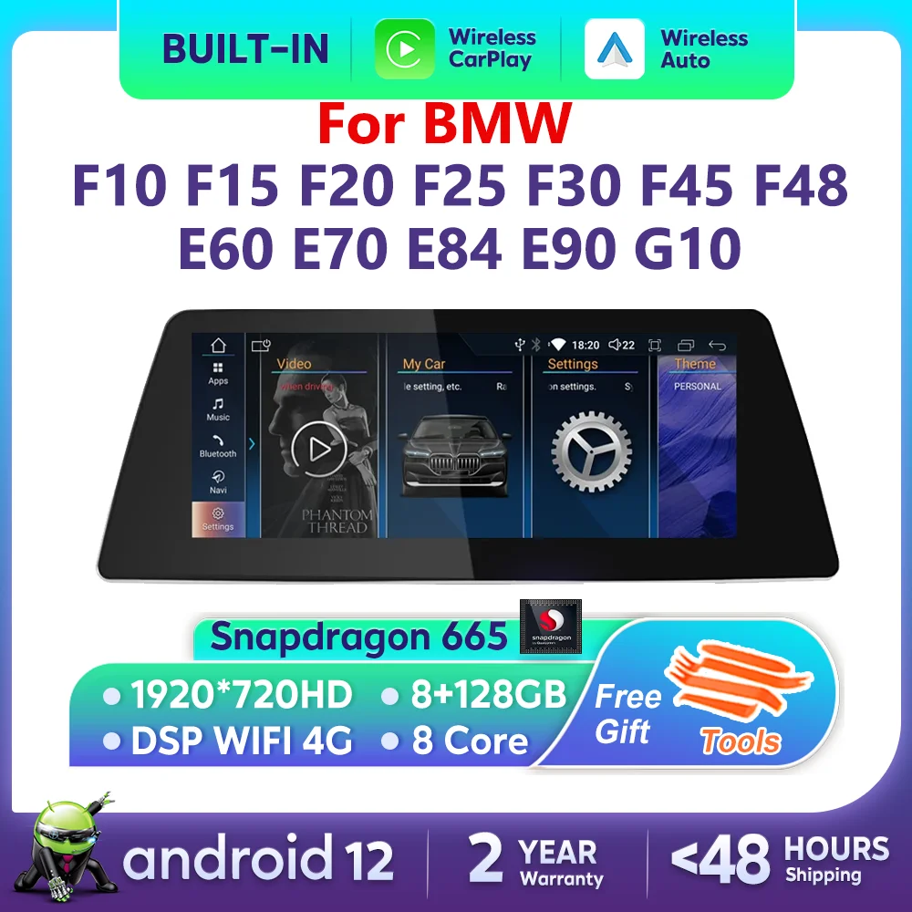

Car Radio For BMW F10 F15 F20 F25 F30 F45 F48 E60 E70 E83 E84 E90 G10 Android 12 Apple Carplay Auto Multimedia Player Screen