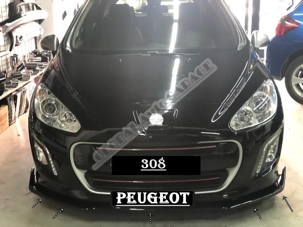 

For Peugeot 308 Front Bumper Attachment Lip 2007-2020 Piano Glossy Black Splitter Diffuser Universal Spoiler Bumper Mud Flaps