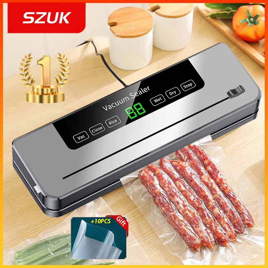 SZUK Electric Vacuum Sealer, Food Storage Seal Touch Button Dry Wet Built-in Cutter Kitchen Food Sealing Vacuum Packaging Machine