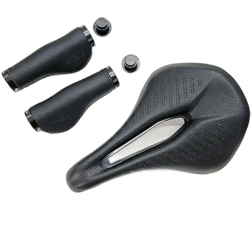 Retro Bicycle Saddle MTB Bike Saddle 155mm with handlebar grips Road Bike Bicycle / Steel Rails Cycling parts