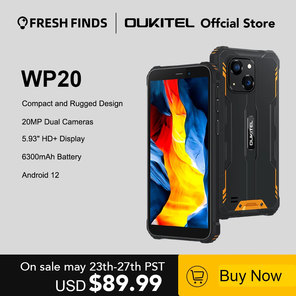 Прочный Смартфон Oukitel WP20 5 93 дюйма HD + 4 Гб 32 ГБ 6300 мАч Android 12 телефон с
