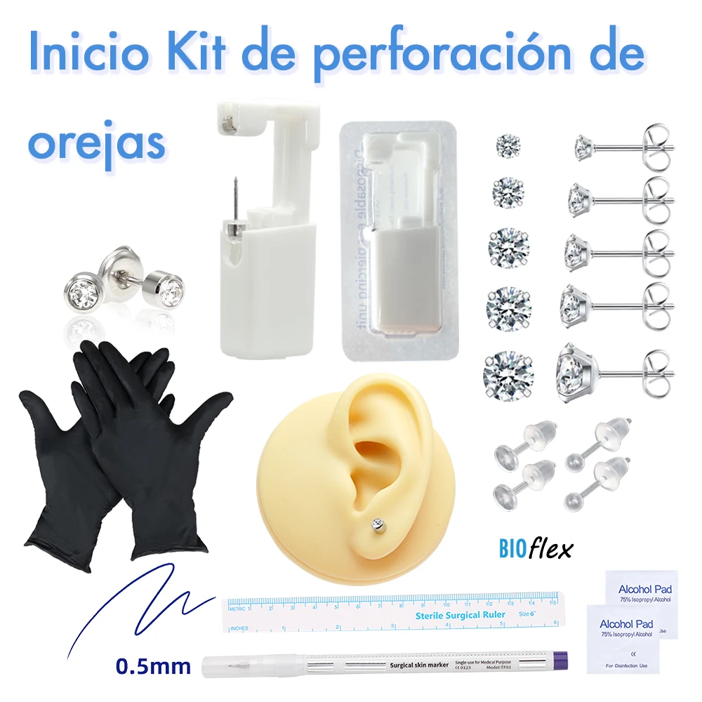 Kit de pistola desechable para Piercing de oreja para hombres y niñas, herramienta de autoperforación estéril, sin alergia, indolora, segura, para el hogar