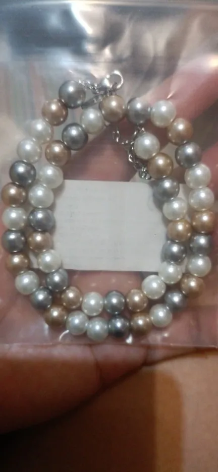 French Elegant Mixed Color Pearl Beaded Necklace photo review