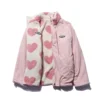New Autumn/Winter Couple's Stand Collar Cotton Coat Two-Sided Wear Love Lamb Wool Fleece Jacket For Men Women Niche Nylon Parkas