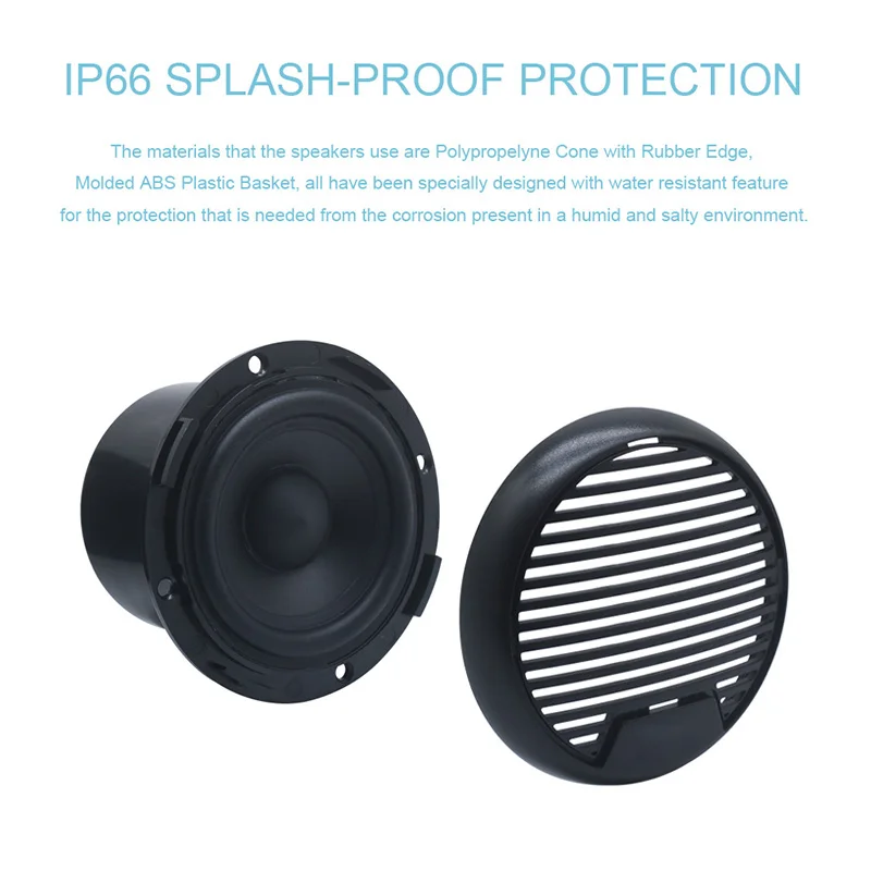 GUZARE MARINE Speakers Boat IP66 Waterproof 70Watts/Per 2 Way L & R Sound Channels，2Pcs for UTV ATV RVs