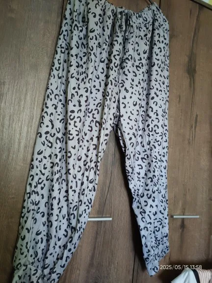 Plus Size Leopard Print Drawstring Pants Ankle Length photo review