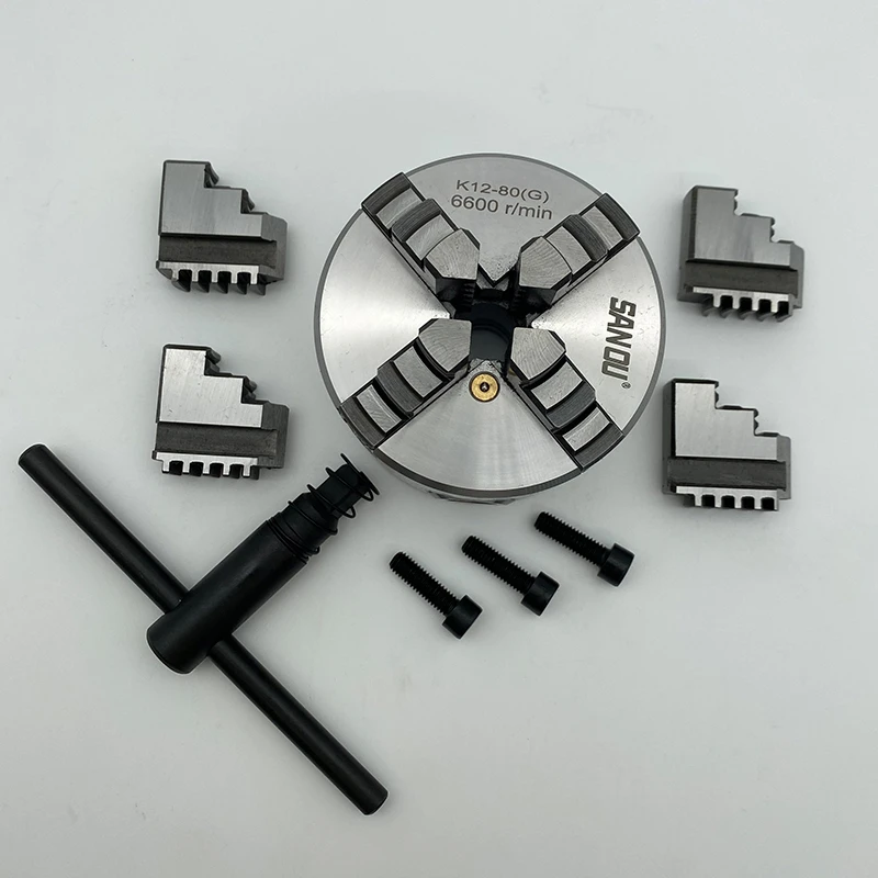 4 Jaw Chuck 80mm Sanou Brand Selfcentering Small Lathe Chuck K1280 With Hardened Steel For