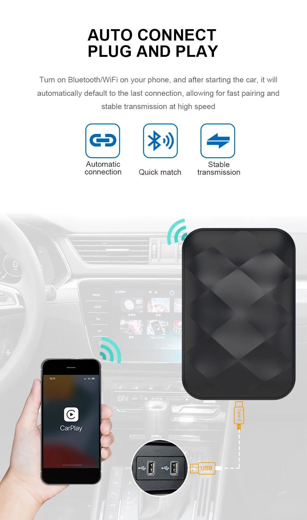Adccc42bc1d25401d90a177fff0bd5a545 2+16GB 3IN1 android14 ワイヤレス Carplay android Auto 2025 NewAdapter アップグレード プラグアンドプレイ Youtube Netflix ドングル ワイヤレス カー AI TV BOX