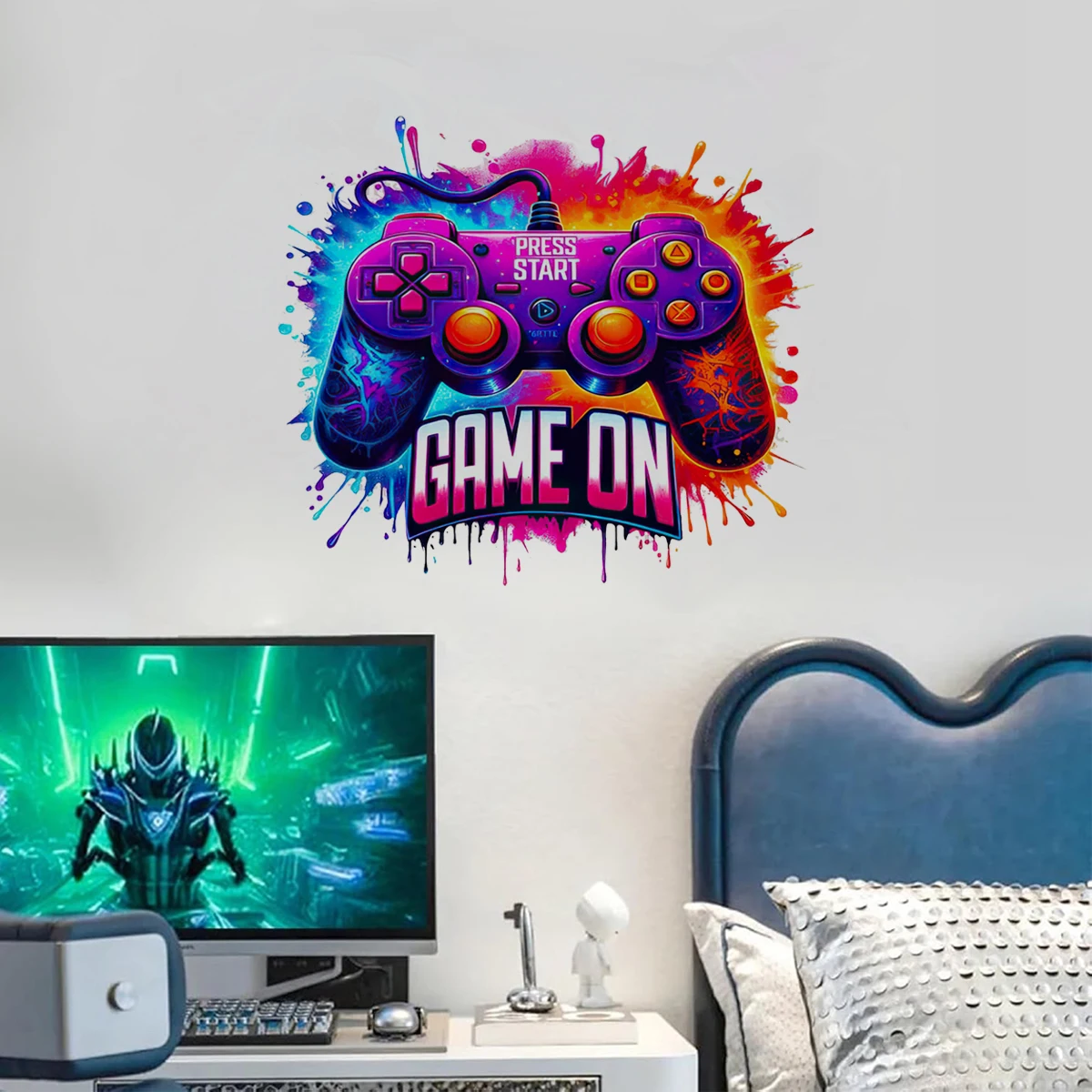 Graffiti Videogioco Joystick Adesivo Sala giochi Zona giochi Xbox Gamer Adesivo da parete Camera da letto Vinile Decorazioni per la casa - immagine 5