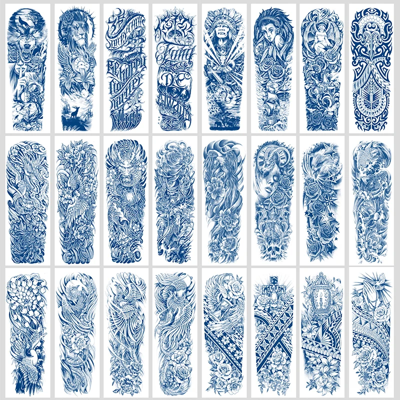 80pcslotfullarmsleevetattoostickerherbaljuicenaturalinklonglastingtemporarytattoos