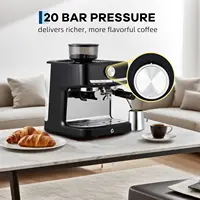 Machine à expresso HiMISS 15 bars avec mousseur à lait et moulin à café, 30 réglages de mouture, cafetière à cappuccino et expresso 4