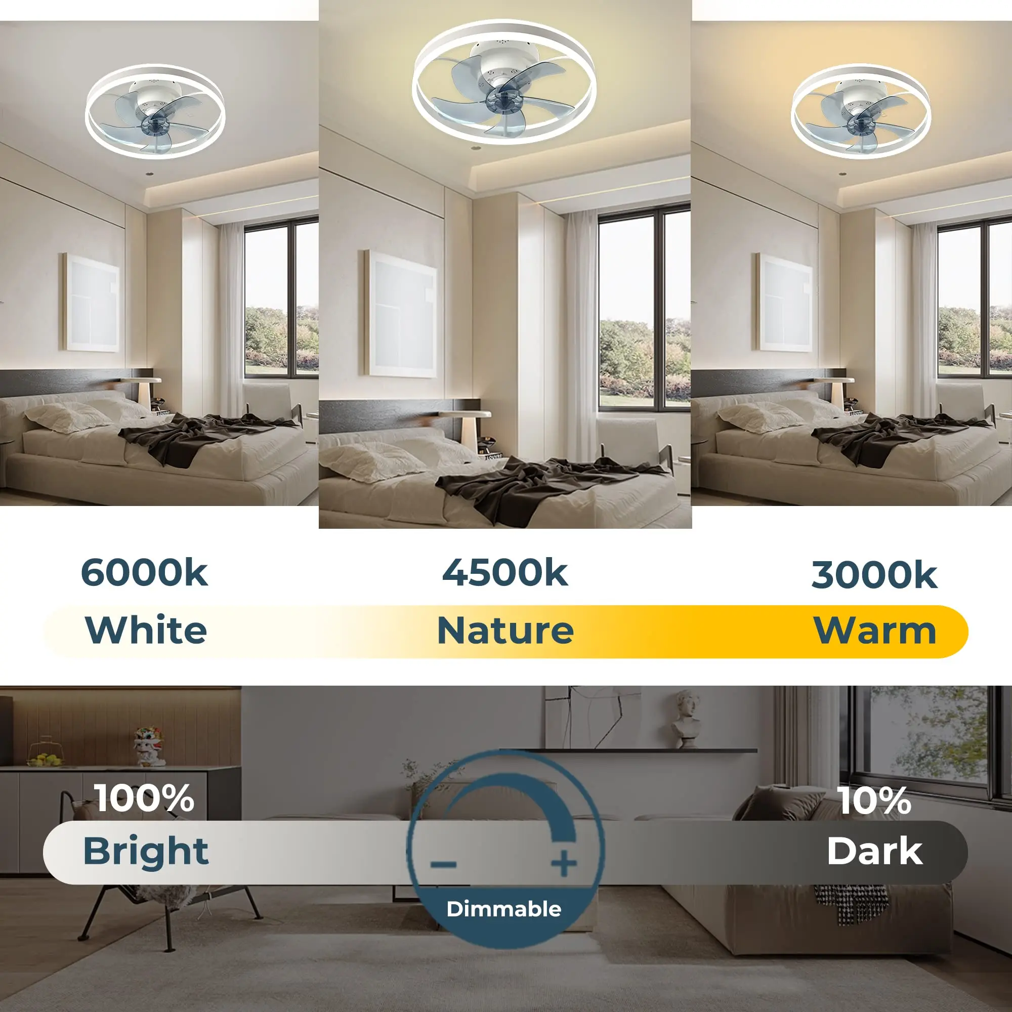 IRALAN Smart Ceiling Fan With Lights Remote Control Bedroom Decor Ventilator Lamp 6-speed wind speed led Circulator fan light