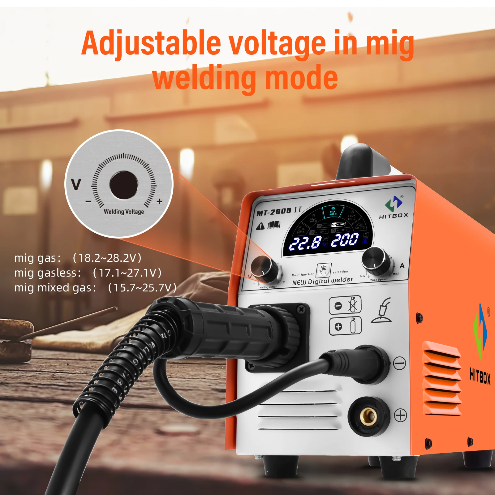 Hitbox Welding Machine 220V～240V MIG/TIG Gasless Semi-Automatic Device Welder Automatic Feed MT2000II Single Voltage MT2000II 4