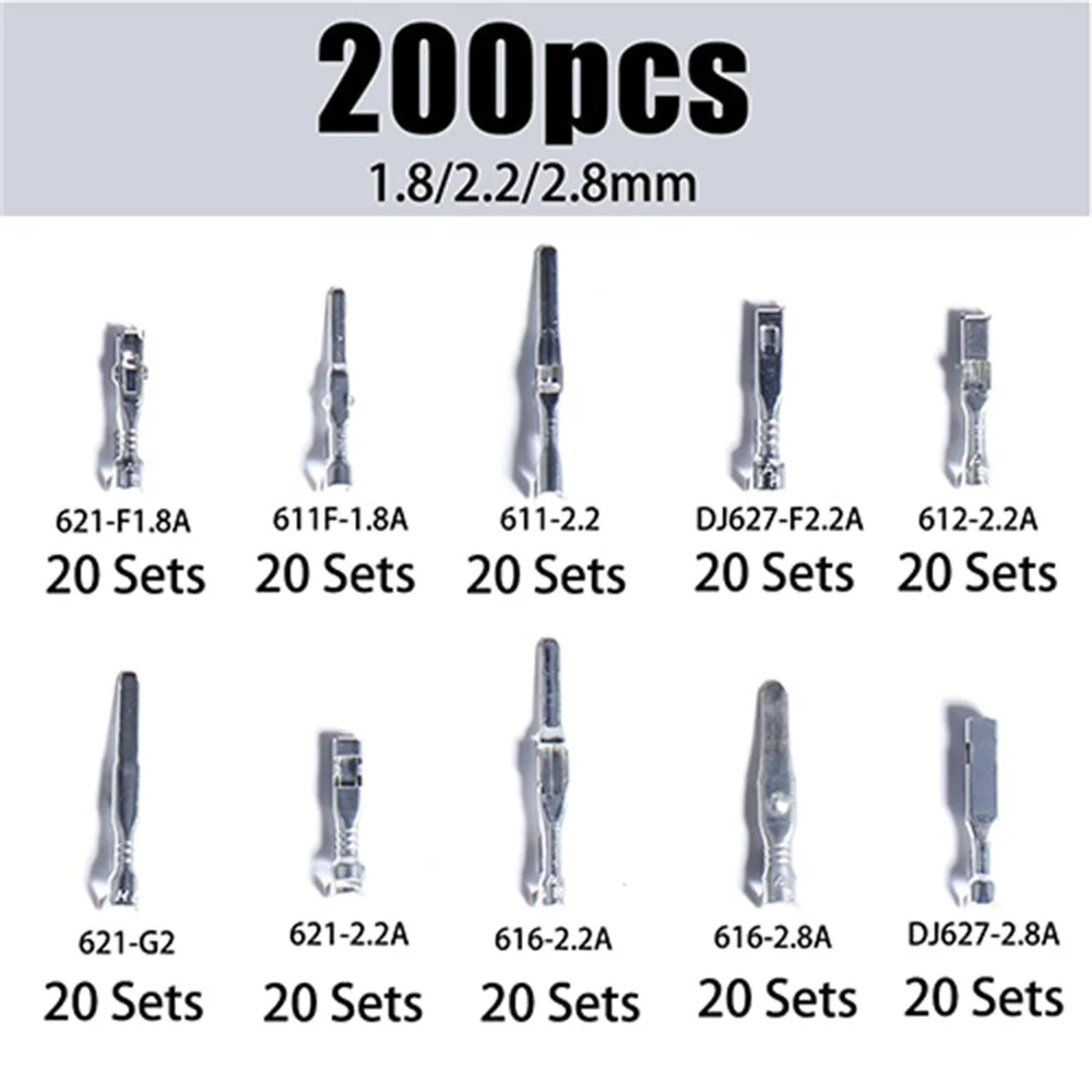 600PCS 1,8/2,2/2,8mm Auto Elektrische Terminal Anschlüsse Automotive Draht Pin Entfernung Kit Nicht Isolierte Männlich weiblich Crimp Pins – Detail 2