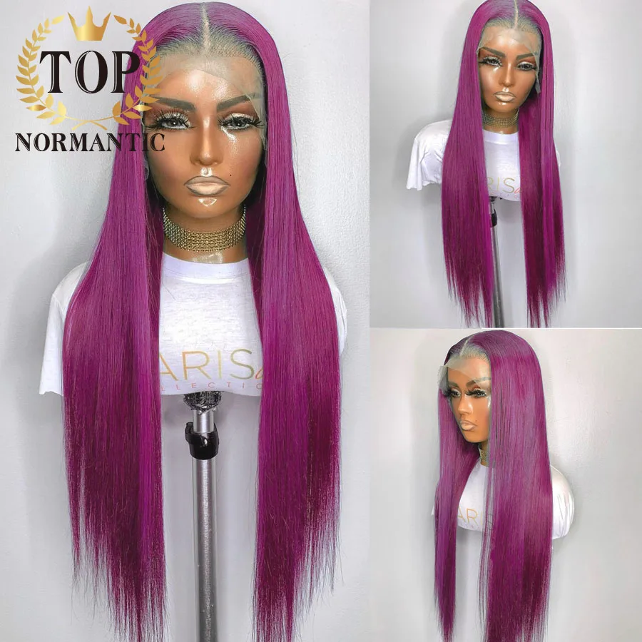 Topnormantic Morogva Rózsi színe 13x6 csipkével wigs vel Közép Rész 13x4 egyenesen haja Áttetsző csipkével Paróka 4x4 Bekapcsolás glueless wigs