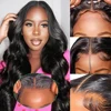 13x6 Body wave HD Transparent lace front human hair wig 40 inch Pre Preplucked 5x5 200 Density glueless brazilian wigs for women 2