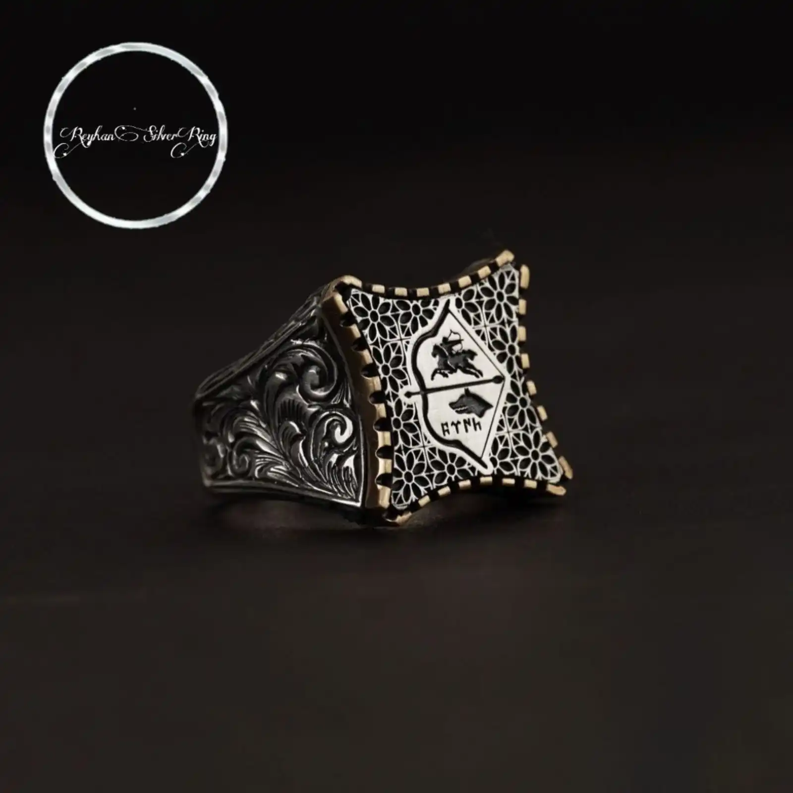 

Turkish Silver Ring, Pencil Craftsmanship Hand Made Engraving Ring, Arrow Ring, Bow Ring, Cavalry Raider Ring, Göktürk Ring
