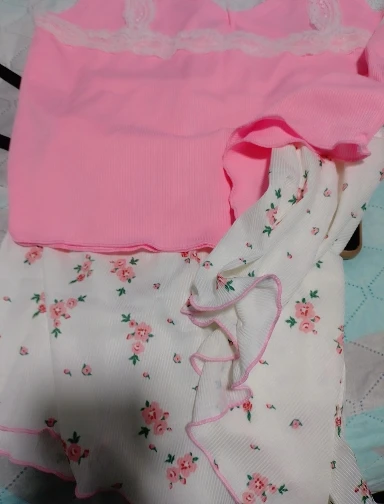 Dreamy Pink Lace V-Neck Pajama Set - Soft Summer Sleepwear photo review