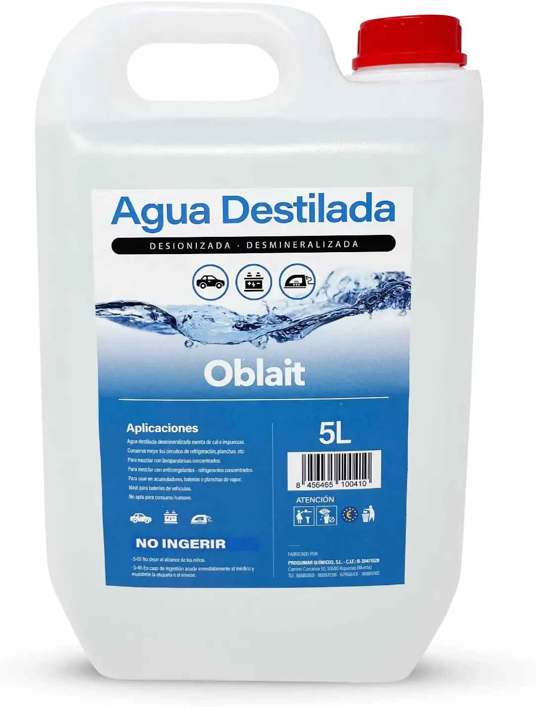 Agua Destilada Desmineralizada Desionizada, Agua Pura 100%