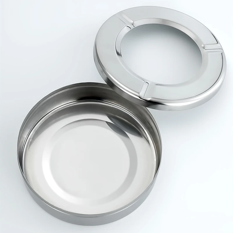 Round Stainless Steel Cigarette Ashtray with Lid Smoking Accessories cigarettes ashtray stainless steel ashtray metal ashtray