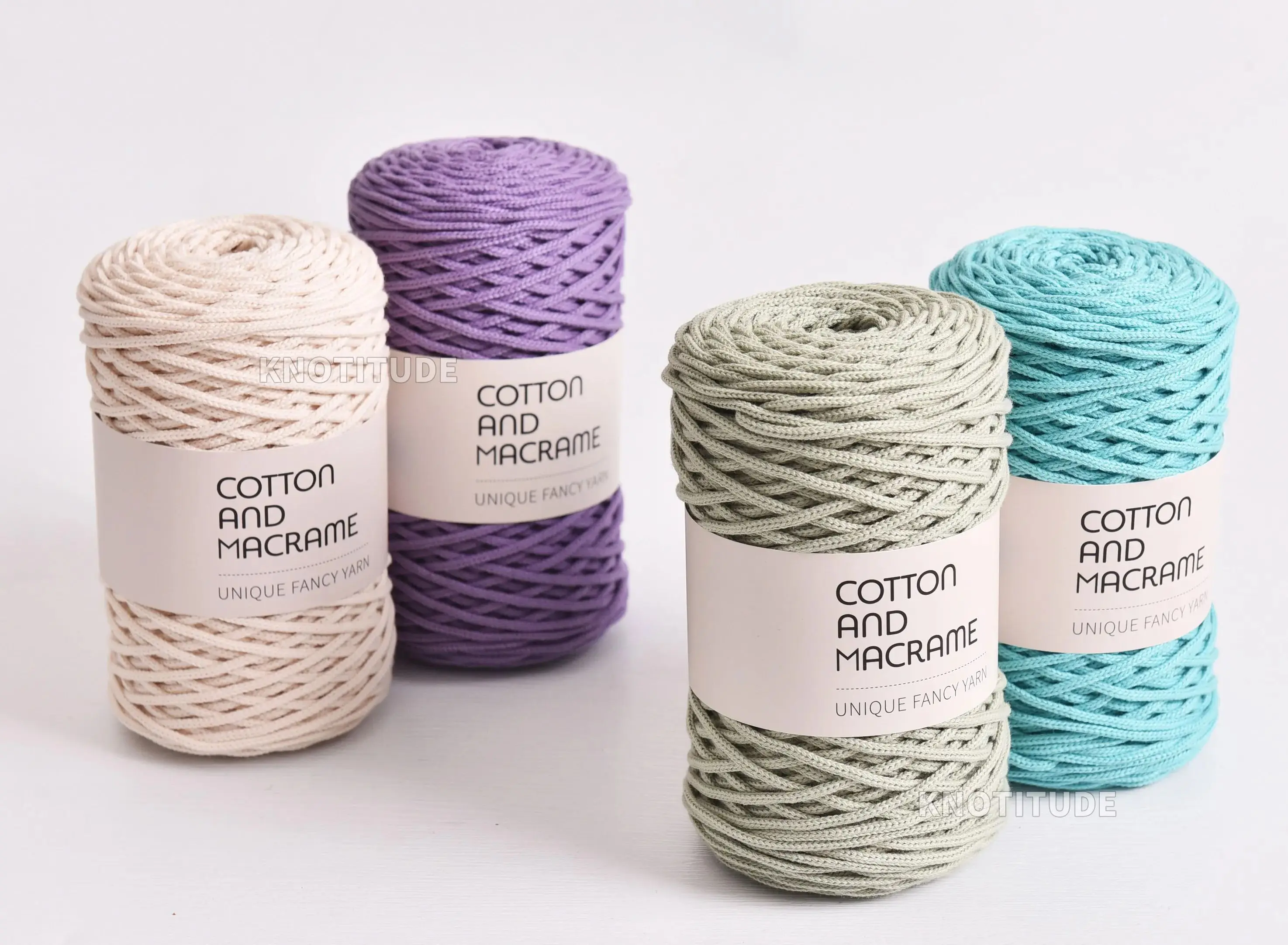 KNOTITUDE 3mm Cotton Macrame Cord 130m a Roll Hand knitting yarn Hand Crochet yarn Bag crochet yarn 100% high quality cotton 3