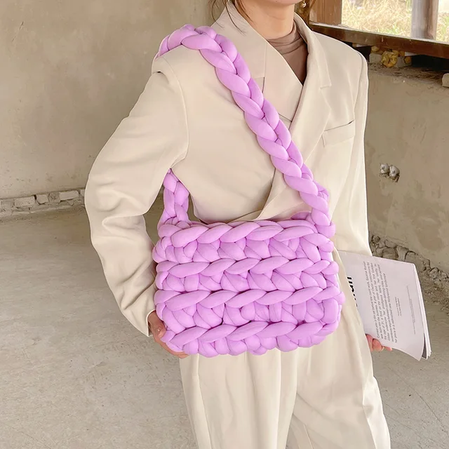 Handbags Tote Bag Women's Wallet Beach Chunky Knit Purse Cloud Handbag for Women Handmade Female Crochet Tote Bags Dropshipping 10