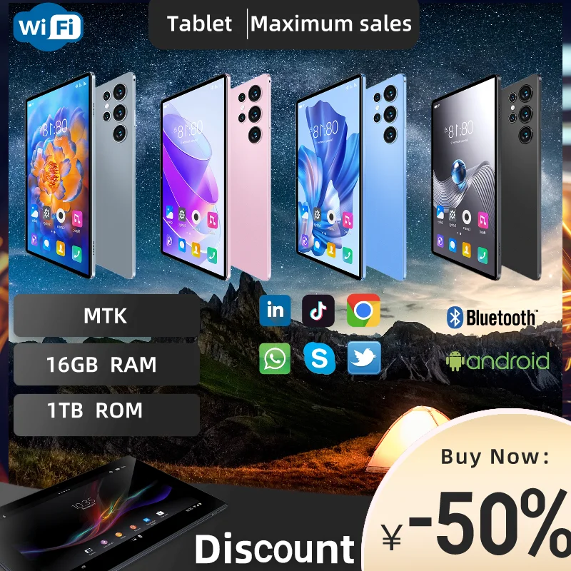 5G 2024 Nuova Versione Globale Tablet Da 10.1 Pollici Android 16Gb Ram 1Tb Rom Android 12.0 Dual Sim 10 Core Tablet Bluetooth Rete Pc