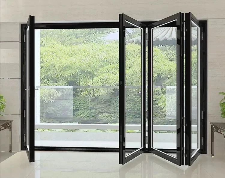 DN Aluminum Alloy Profile Patio Accordion Door for Balcony Double Glass Bifold Folding Door Color Powder Coating