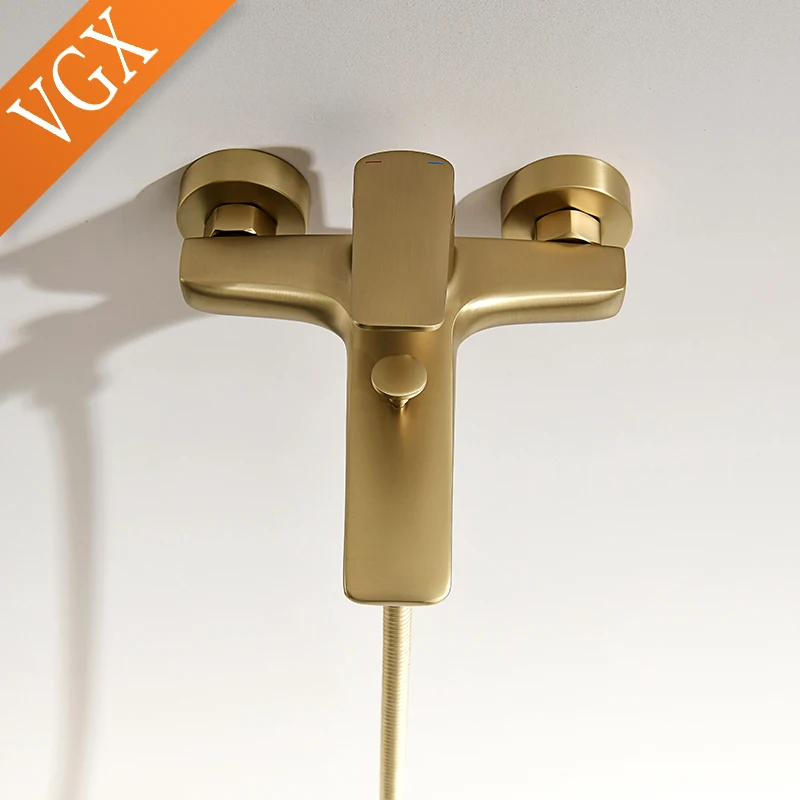 VGX Simple Bathroom Shower System Set Bathtub Faucets Set Bath Water Taps Shower Diverter Single Handle Tub Mixer Shower Crane 5