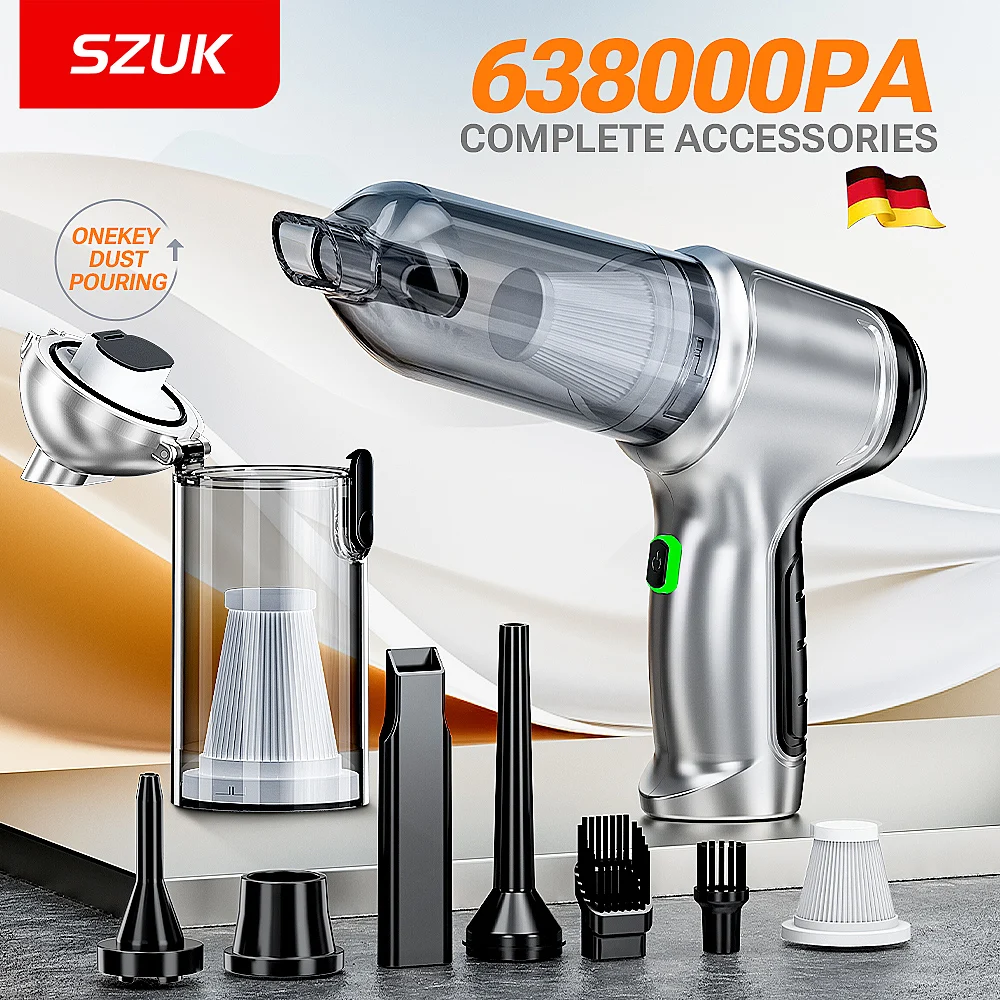 SZUK 638000Pa Car Vacuum Cleaner 4 in1 Powerful Wireless Cleaner Cleaning Machine Portable HandHeld Mini Vacuum for Car