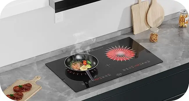 Kochfeld, Glaskeramik-Kochfeld, 2 Platten mit Stecker, 3200 W, 60 cm, Installationsdesign und Arbeitsplattenbefestigung, Sicherheitsschloss, Timer – Detail 3