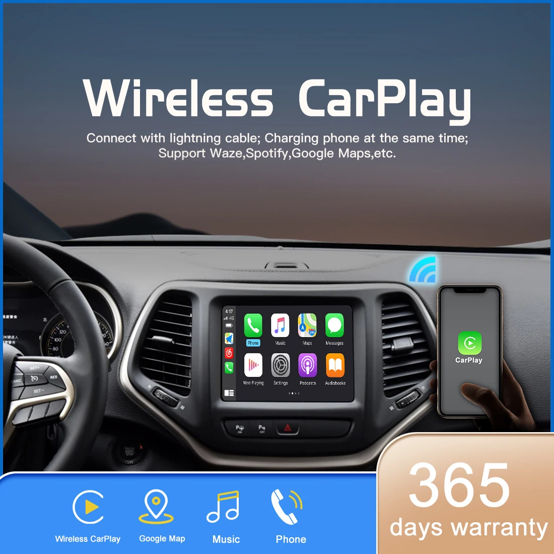 Modulo Wireless Apple Carplay Per Jeep Grand Cherokee Xj Kl Wrangler Compass Commander Android Auto Mirroring Car Play Adapter