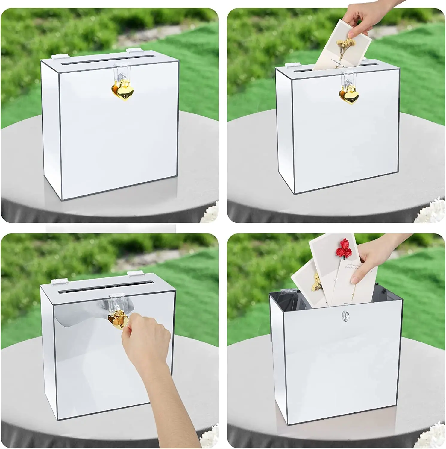 Boîte à Cartes De Mariage - 22x22 Cm, Avec 10 Cartes Incluses, Pour Cadeaux Et Vœux - 9