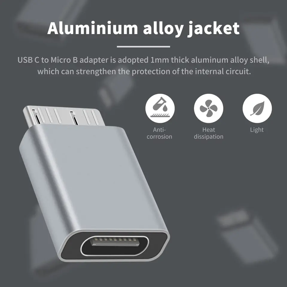 Adattatore USB Micro B 3.0 Maschio A USB C Femmina – 2 Pezzi, 5 Gbps, Plug-and-Play Per Hard Disk E Fotocamere