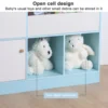 Children's Bookshelf Multifunction Bookcase with 4-Tiers Book Slots 2 Drawers Kids Bookcase Display Stand Toy Storage Organizer 2