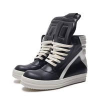 Men’s Leather High Top Sneakers – Lace-Up Zipper Retro Boots, Thick Sole Designer Casual Shoes, Hip Hop Style for Women 1