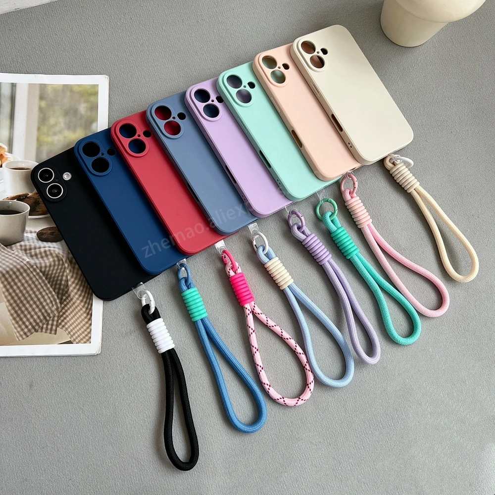Luxus-Handgelenkband-Armband-Lanyard-Silikonhülle für iPhone 15 11 14 13 12 16 Pro Max XR XS X 7 8 Plus SE stoßfeste Softcover