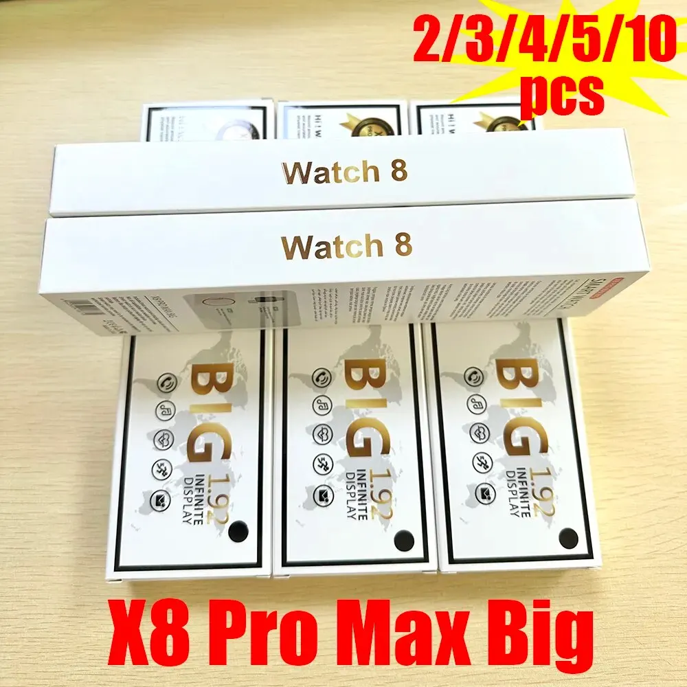 

Original X8 Pro Max 2/3/5/6/10 PCS 45MM BIG 1.92 HryFine APP Game Buletooth Calls Custom Wallpaper Sports Fashion Men Smartwatch