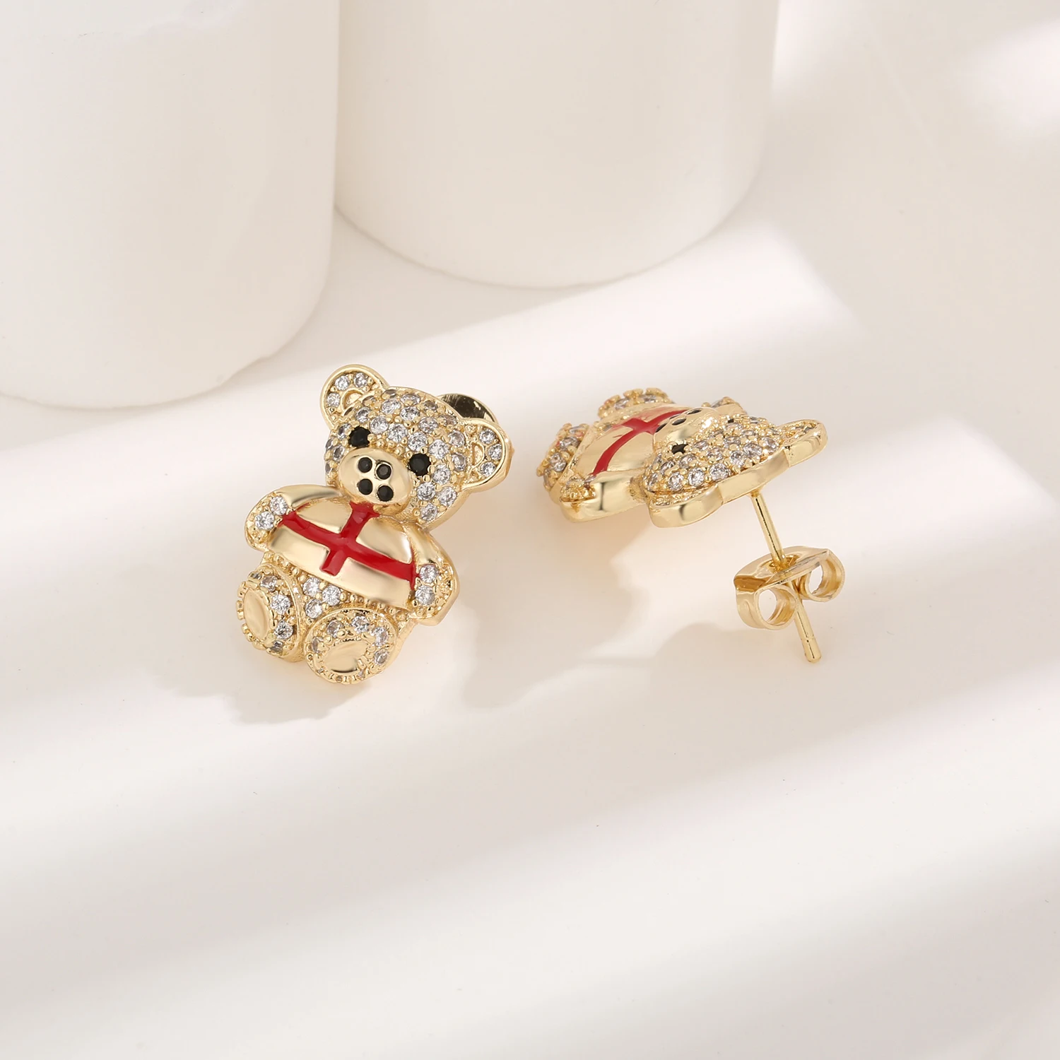 

Cute Bear Women Earrings Crystal Cubic Zirconia Swiss Bear Earrings Women Girls Gift Jewelry Earrings