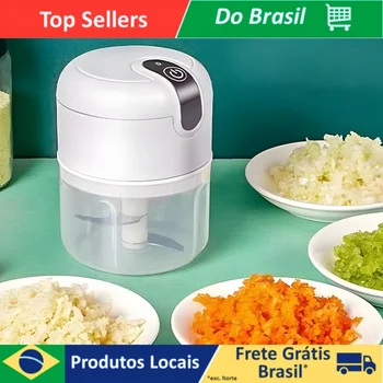 Mini Processador Automático de Alimentos Portátil 250 mL com 3 Lâminas USB