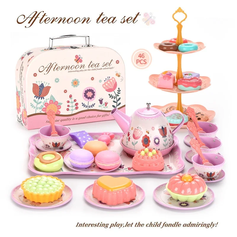 Girls-Tea-Party-Set-Toy-DIY-Pretend-Play-Simulation-Tea-Food-Cake-Set ...