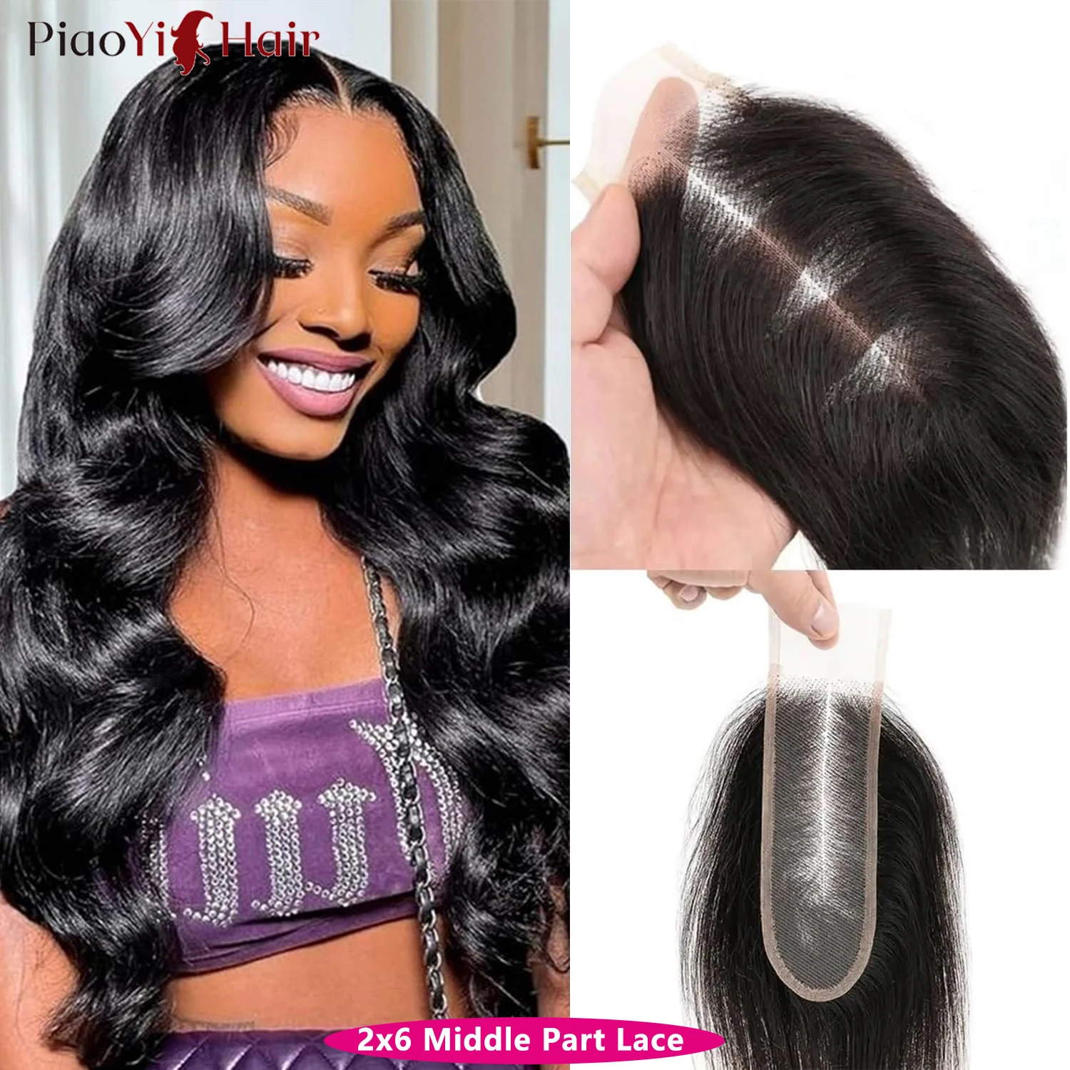 Body Wave Human Hair Bundles With Closure 4x4/5x5 Closure Human Hair 100% Raw Human Hair Weave Extensions 2X6 Middle Part Lace 5