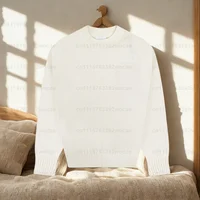 Pull à col rond avec surpiqûres inversées sur tout le vêtement, style unisexe 5