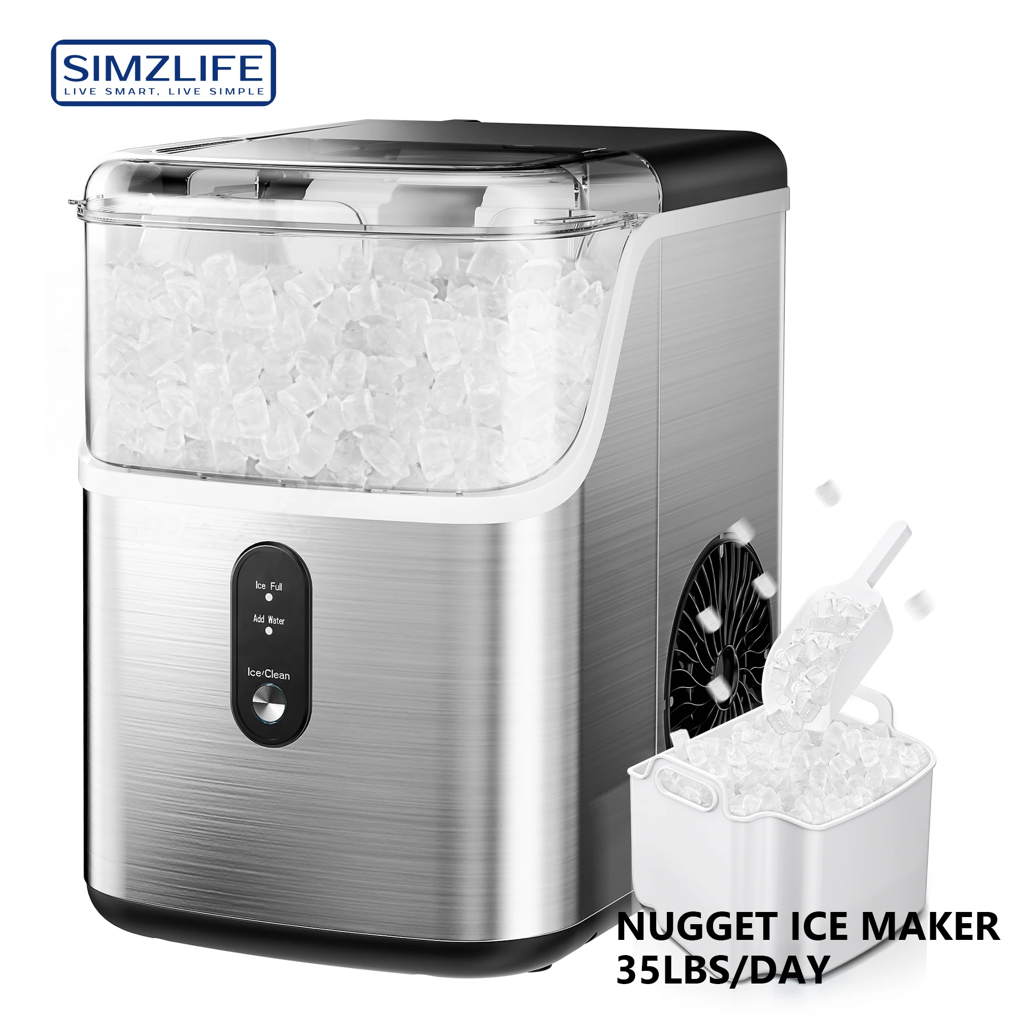 Countertop Chewable Ice Maker,Self-cleaning,Portable Ice Maker For Nugget Ice,High-efficiency Ice Making,Home,Office,Pet Cooling