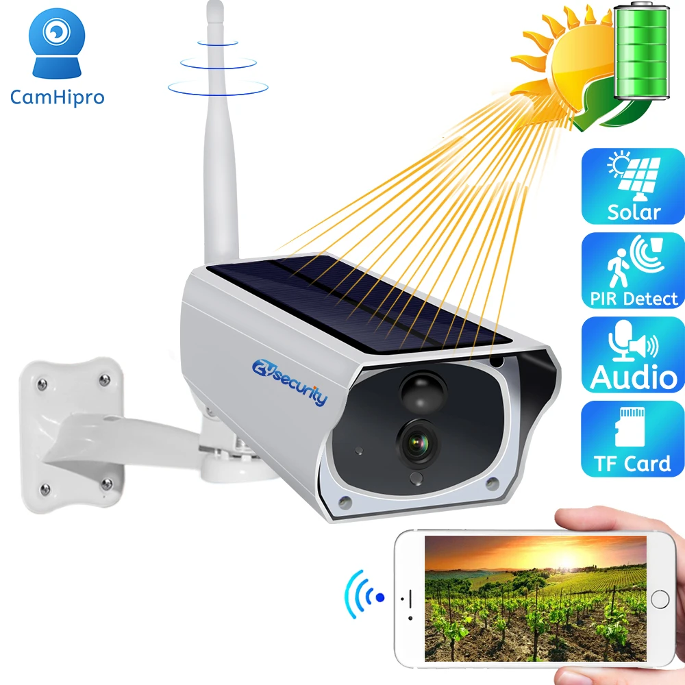 

1080P Solar Panel WiFi Camera Outdoor IR Night Vision 2-way Audio Battery IP Camera TF Card CCTV Security Surveillance Cameras